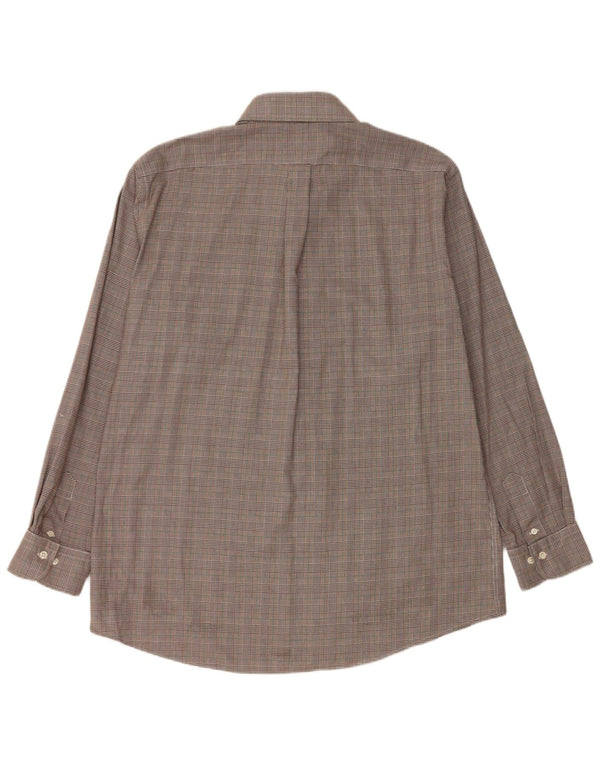 Ralph Lauren Camisa ajustada para hombre Talla 17 43 XL Pata de gallo marrón
