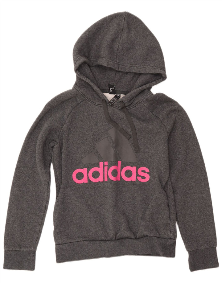 ADIDAS Sudadera con capucha gráfica para mujer Reino Unido 8/10 Pequeño Gris Algodón