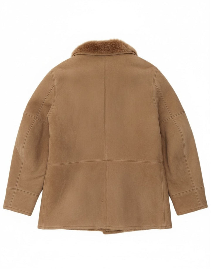 Chaqueta de piel de oveja vintage para hombre IT 52 XL Marrón Shearling
