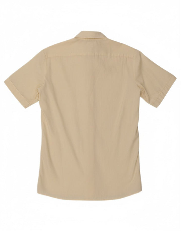 ETERNA Mens Short Sleeve Shirt Size 37 Small Off White Cotton