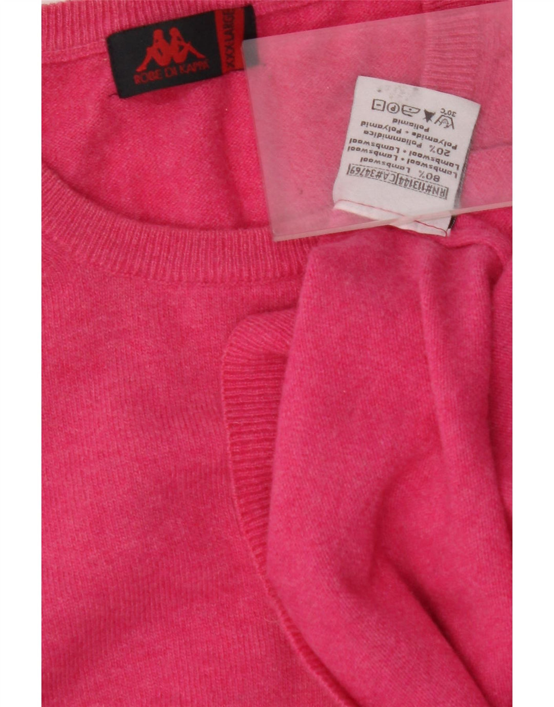 KAPPA Suéter de cuello redondo para mujer UK 22 3XL Lana de cordero rosa
