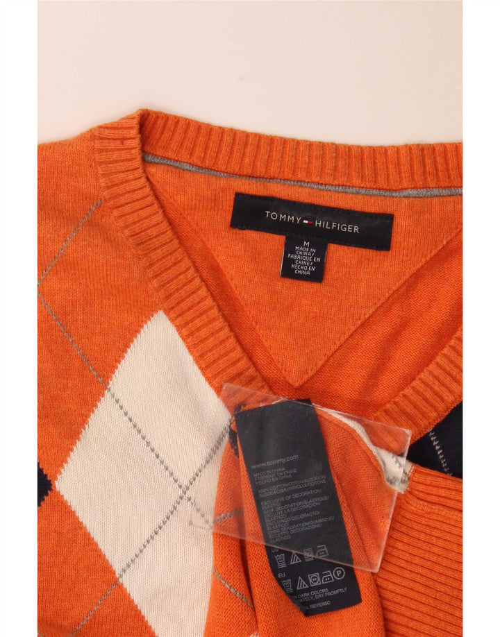 Tommy Hilfiger Jersey con Cuello en V para Hombre Naranja Medio Argyle/Diamond