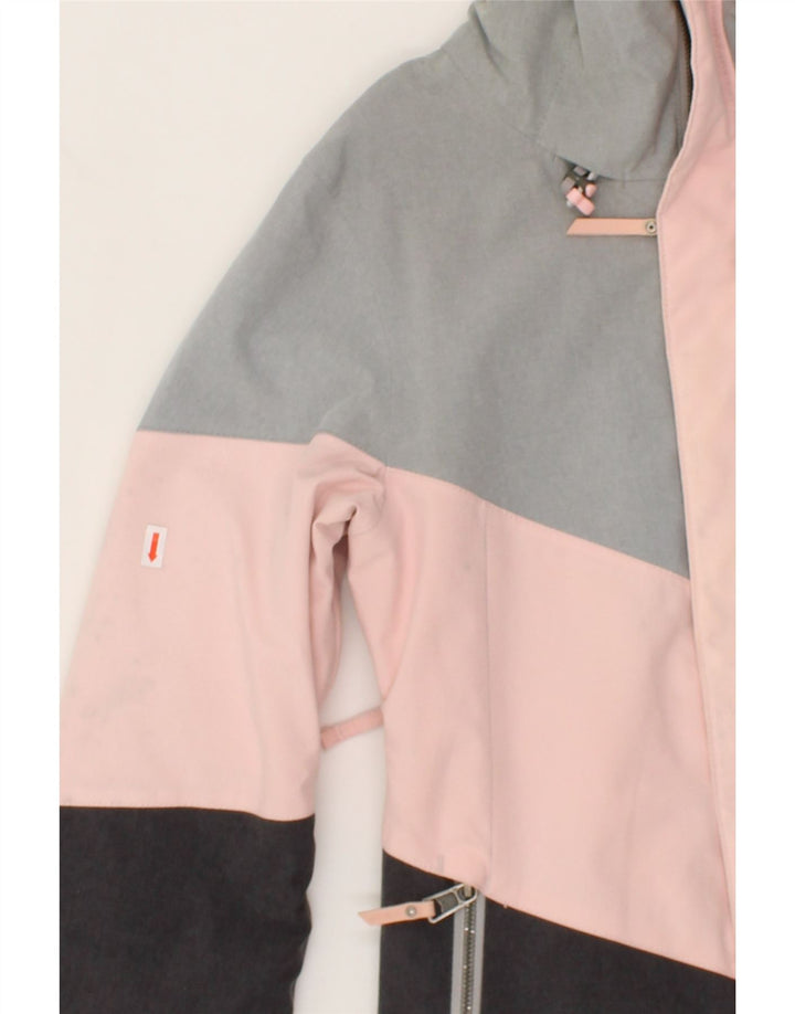 O'NEILL Womens Hooded Rain Jacket UK 6 XS Multicoloured Colourblock Vintage O'Neill and Second-Hand O'Neill from Messina Hembry 