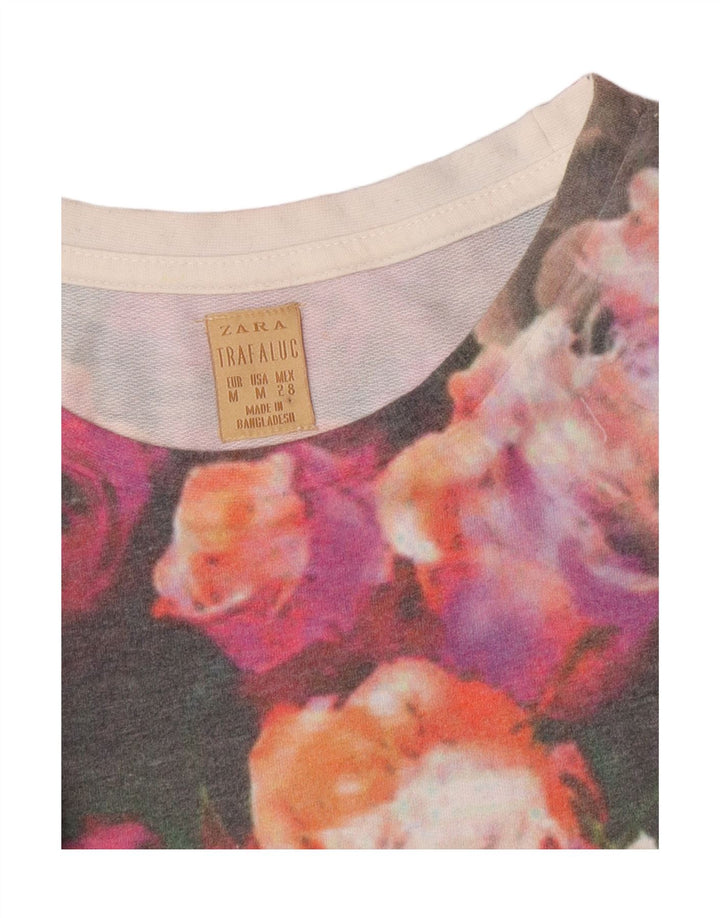 Zara Mujer Trafaluc Sudadera Jumper UK 40 Mediano Multicolor Floral
