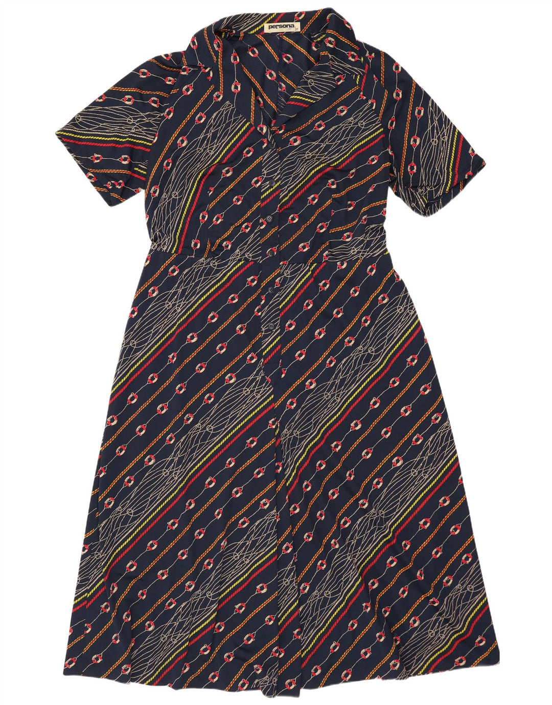 Persona Vestido Mujer Talla Grande Acampanado Talla 27 XL Azul Marino Poliamida