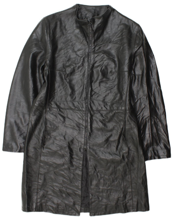 VINTAGE Abrigo de cuero para mujer IT 48 XL Cuero negro