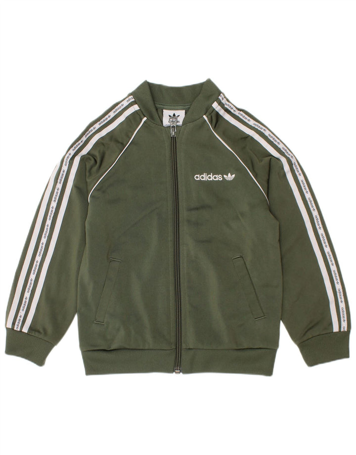 Adidas Niñas Graphic Chándal Top Chaqueta 2-3 Años Verde Poliéster