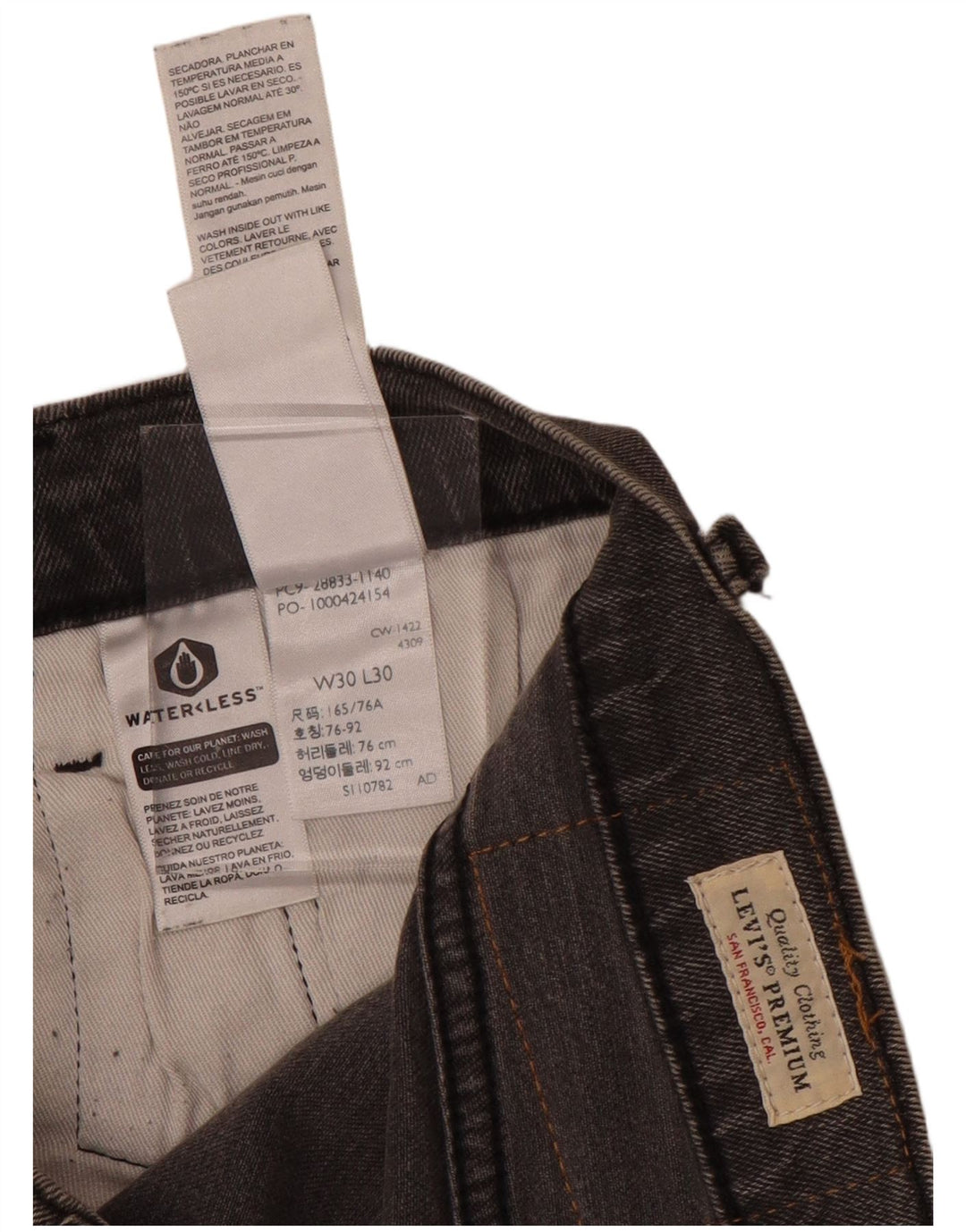 LEVI'S Jeans 512 Slim Tapered para hombre W30 L30 Algodón gris