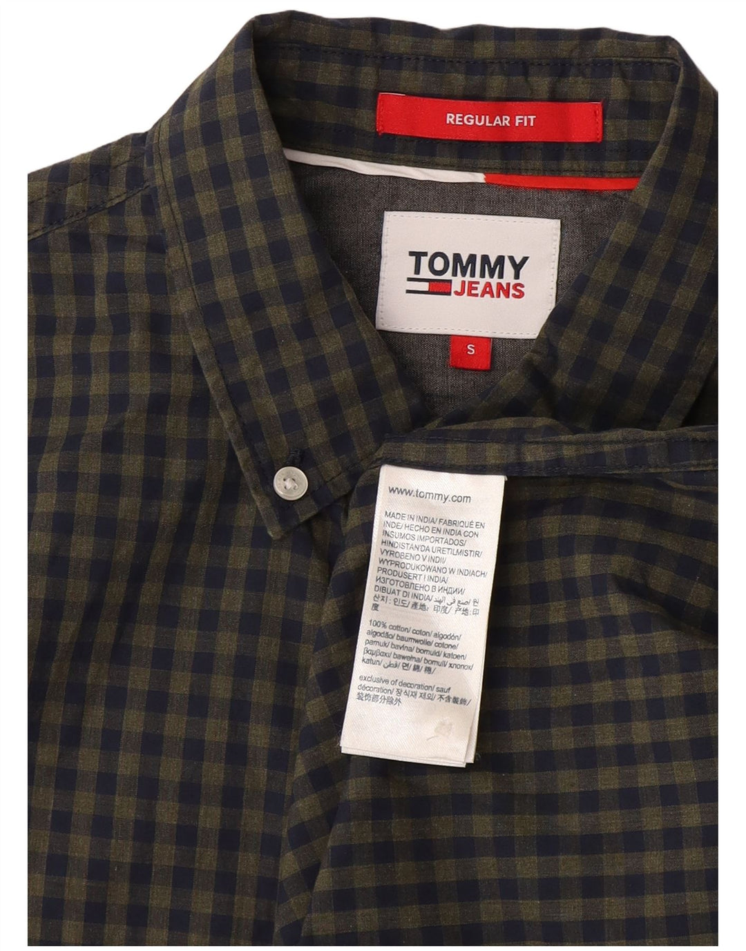 Camisa Tommy Hilfiger de corte regular para hombre, talla pequeña, de algodón a cuadros en azul marino