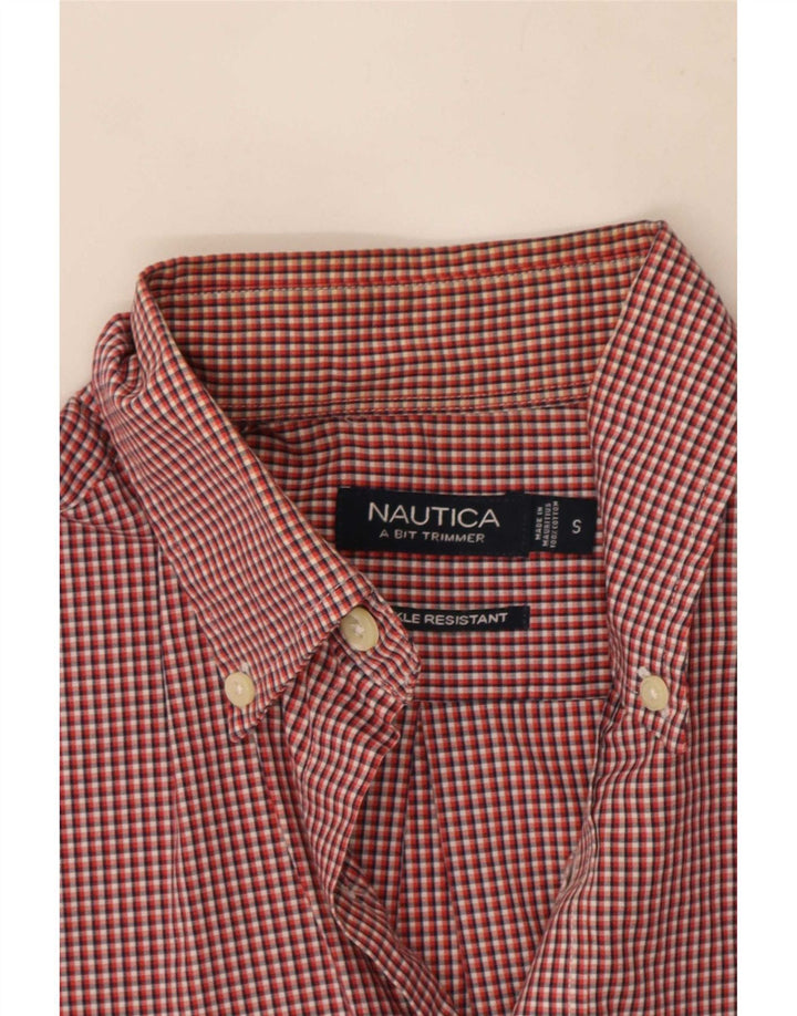 Camisa Nautica Hombre Pequeña Algodón Vichy Rojo