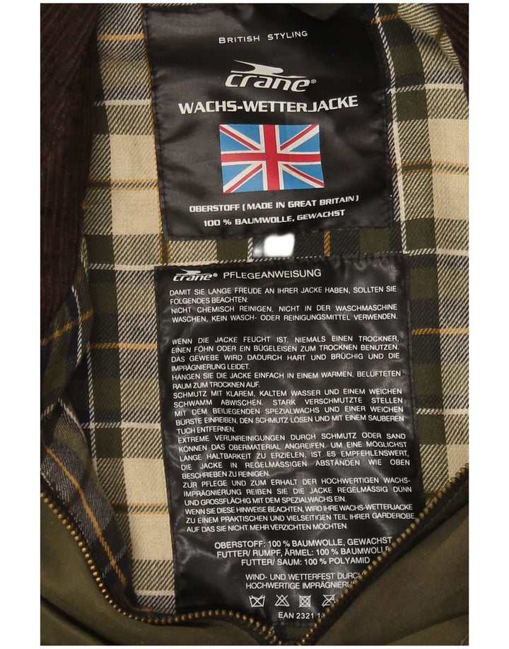 Chaqueta de algodón encerado para hombre Crane UK 38 Algodón verde medio