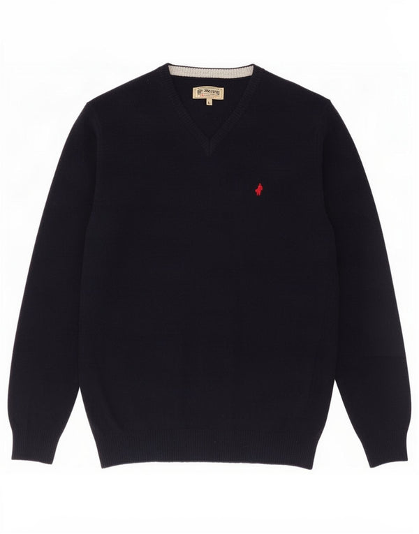 Marlboro Classics Jersey con cuello en V para hombre XL Lana azul marino