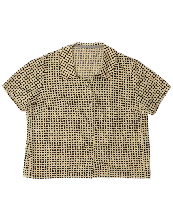 VINTAGE Blusa de camisa de gran tamaño para mujer Reino Unido 14 Amarillo medio manchado