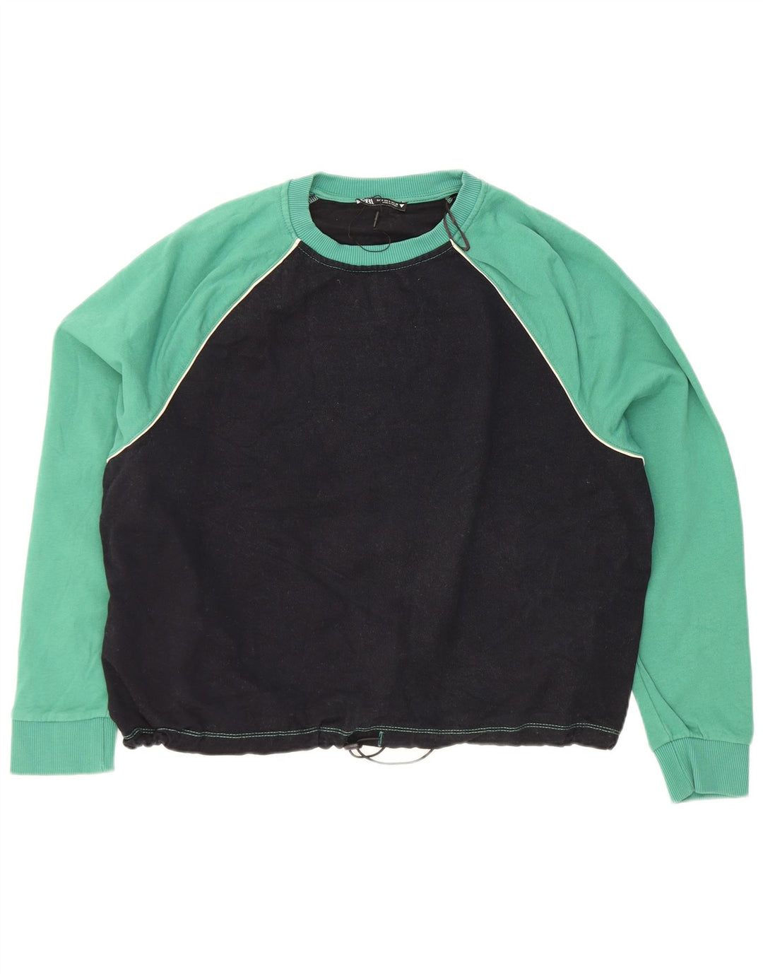 Zara Mujer Sudadera Oversize Jersey UK 10 Small Black Colourblock