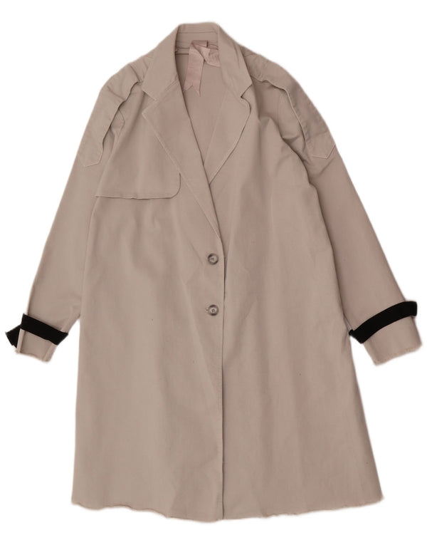 Vintage mujer gabardina Reino Unido 10 pequeño algodón gris