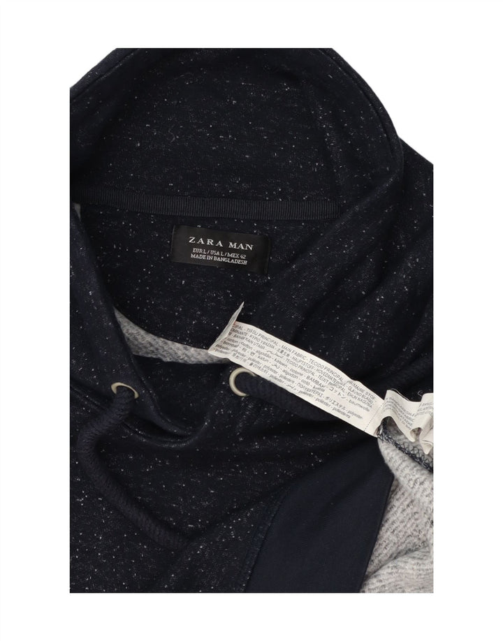 ZARA Mens Sweatshirt Jumper Large Navy Blue Flecked Cotton Vintage Zara and Second-Hand Zara from Messina Hembry 
