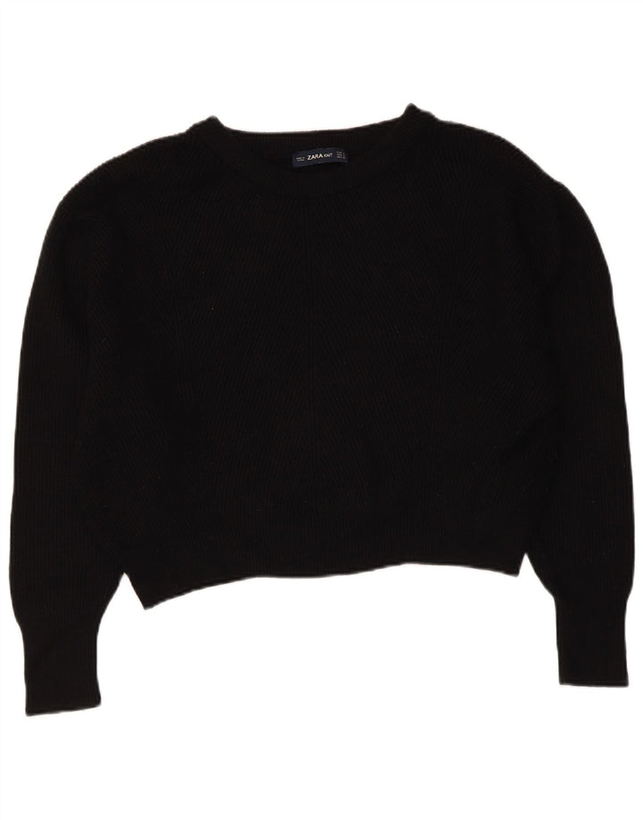 ZARA Suéter tipo jersey corto con cuello barco de gran tamaño para mujer UK 44 Mediano Negro