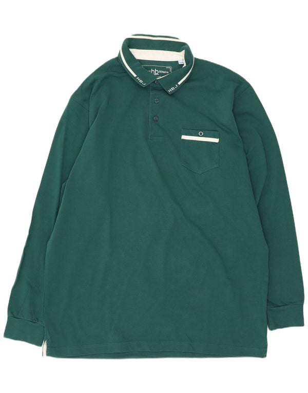 Harmont & Blaine Polo de manga larga para hombre, ajuste regular, talla 3XL, algodón verde