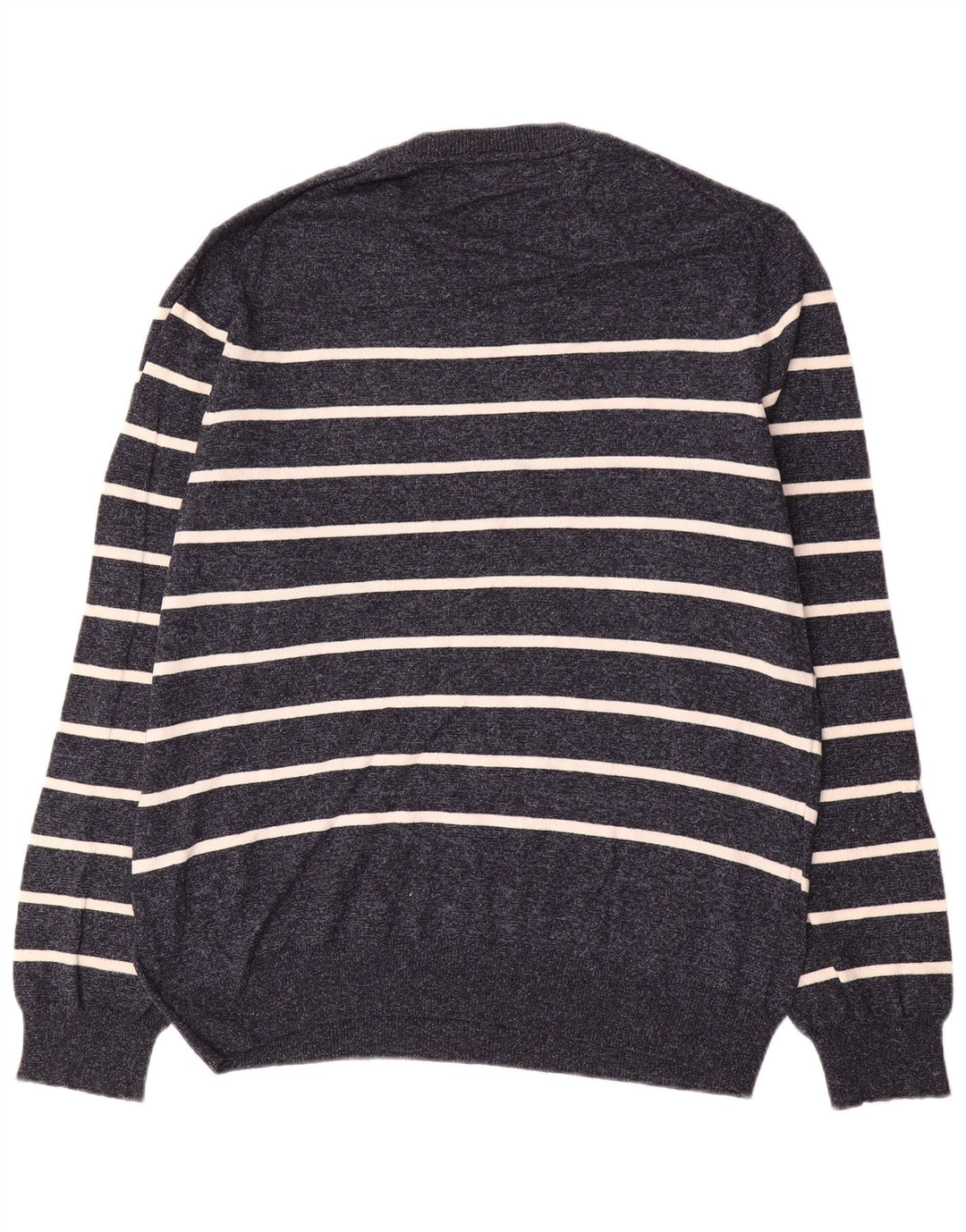 Marks & Spencer - Jersey de cuello redondo para hombre, talla grande, color azul marino a rayas