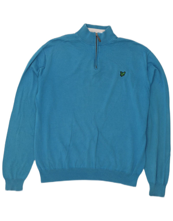 Lyle & Scott Jersey con cuello y cremallera para hombre XL Algodón azul