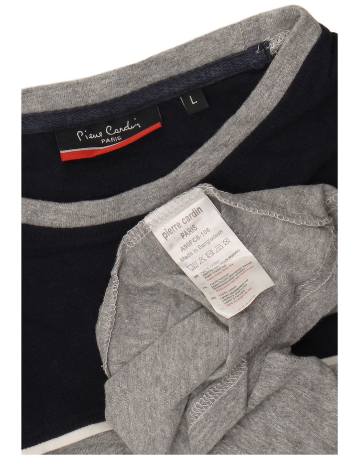 PIERRE CARDIN Camiseta Hombre Top Grande Gris Colorblock Algodón