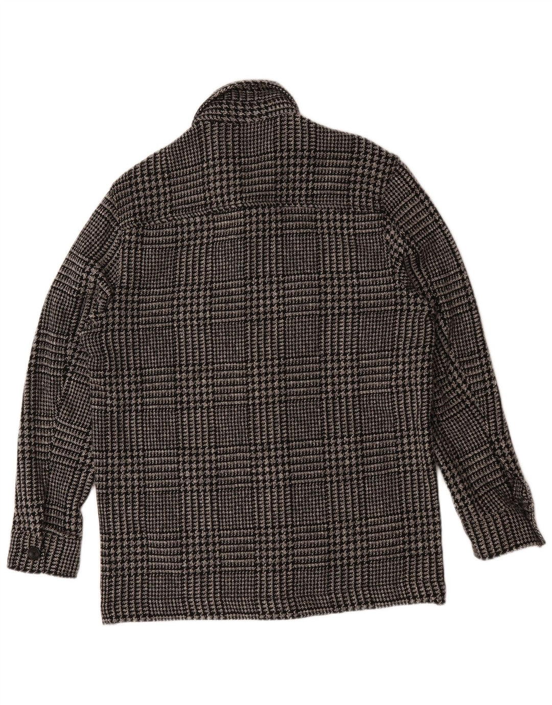 Zara Hombre Chaqueta Utilitaria Grande Poliéster De Pata De Gallo Negra