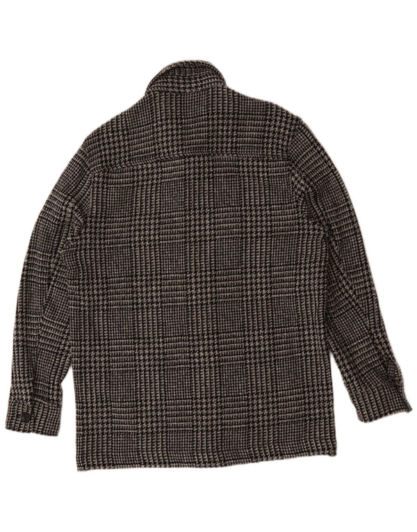 Zara Hombre Chaqueta Utilitaria Grande Poliéster De Pata De Gallo Negra