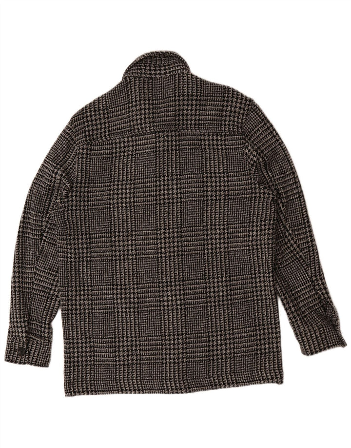 Zara Hombre Chaqueta Utilitaria Grande Poliéster De Pata De Gallo Negra