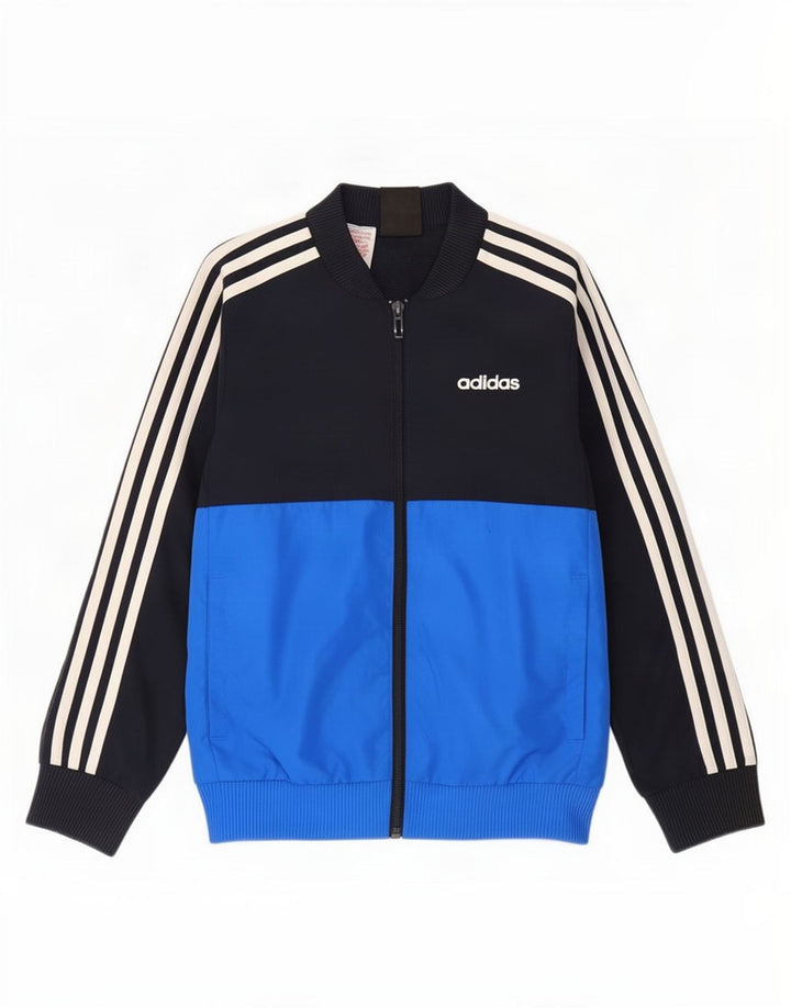 Adidas - Chaqueta de chándal para niño, 7-8 años, color azul, poliéster