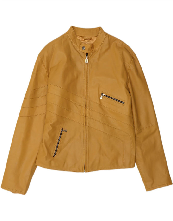 DAKOTA Womens Leather Jacket UK 18 XL Yellow Vintage Dakota and Second-Hand Dakota from Messina Hembry 