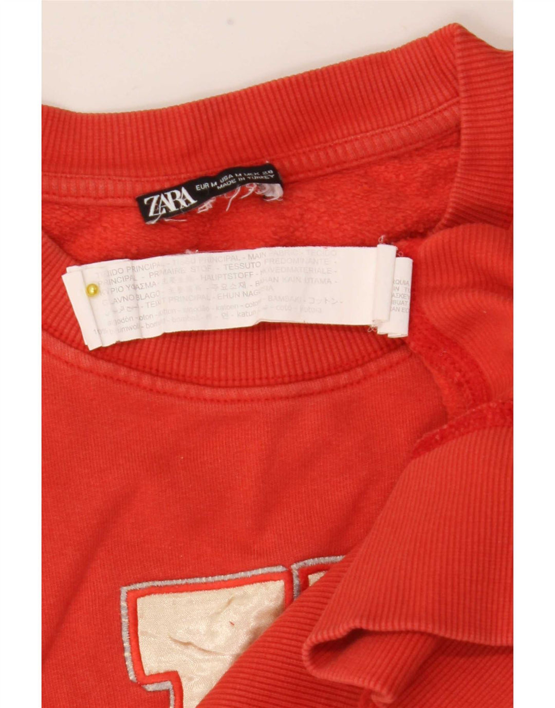 Zara Mujer Sudadera Gráfica Jumper UK 14 Medium Rojo Algodón