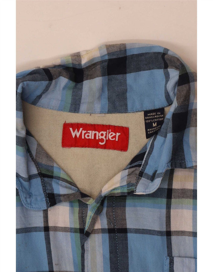 Wrangler Hombre Camisa De Manga Corta De Algodón A Cuadros Azul Medio