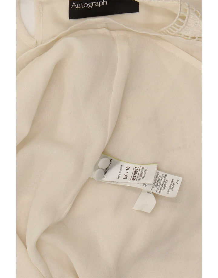 Marks & Spencer Blusa de manga larga autógrafo para mujer UK 46 Large Beige
