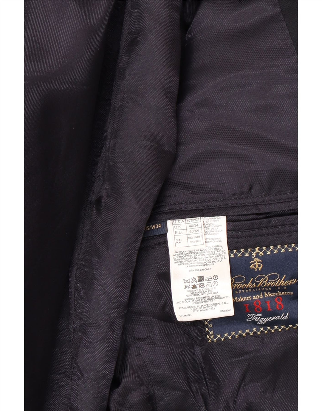 Brooks Brothers Chaqueta tipo blazer de 2 botones para hombre UK 40 Large Lana azul marino