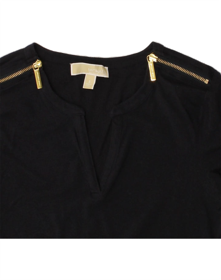 MICHAEL KORS Womens Top 3/4 Sleeve UK 10 Small Black Cotton Vintage Michael Kors and Second-Hand Michael Kors from Messina Hembry 