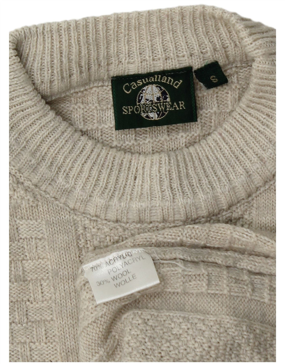 CASUALLAND Jersey de cuello redondo para hombre pequeño acrílico gris