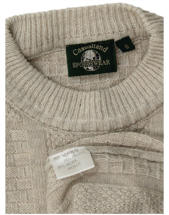 CASUALLAND Jersey de cuello redondo para hombre pequeño acrílico gris