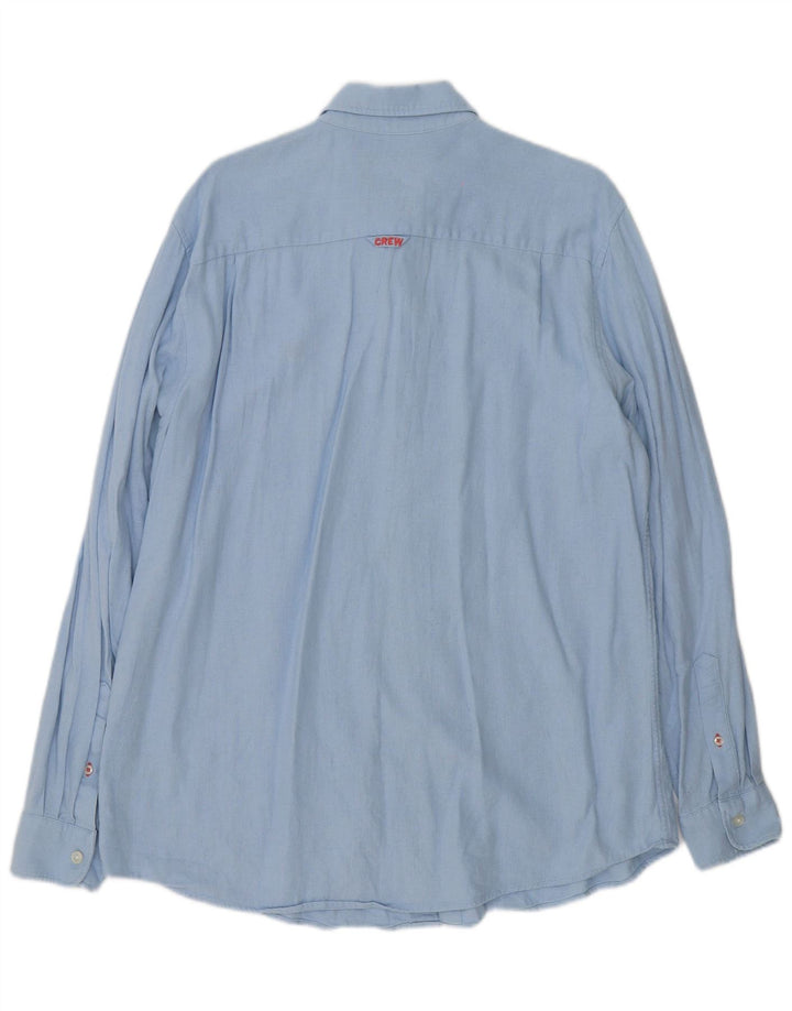 Crew Clothing Camisa para hombre de lino azul grande