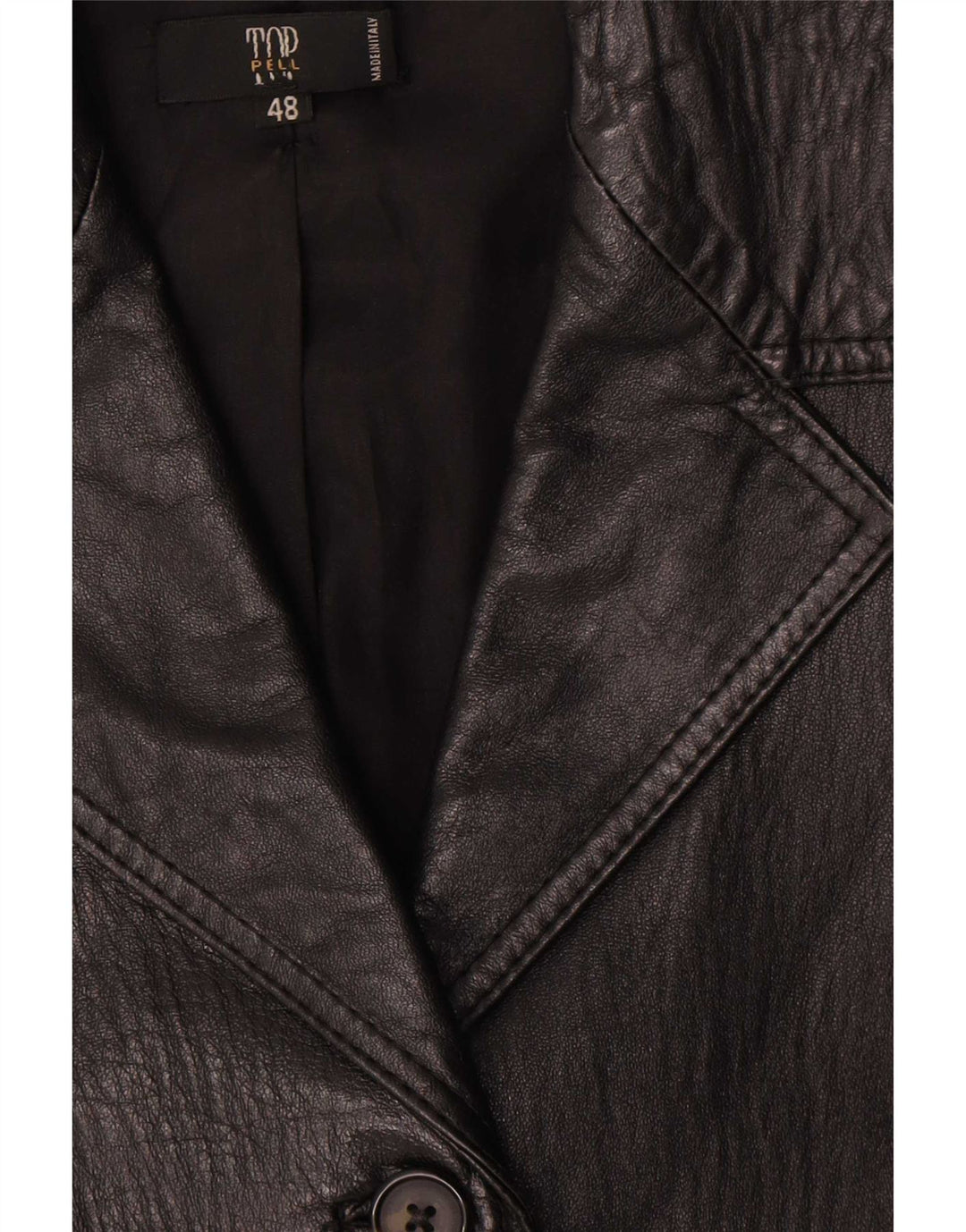 Abrigo de cuero vintage para mujer IT 48 XL cuero negro