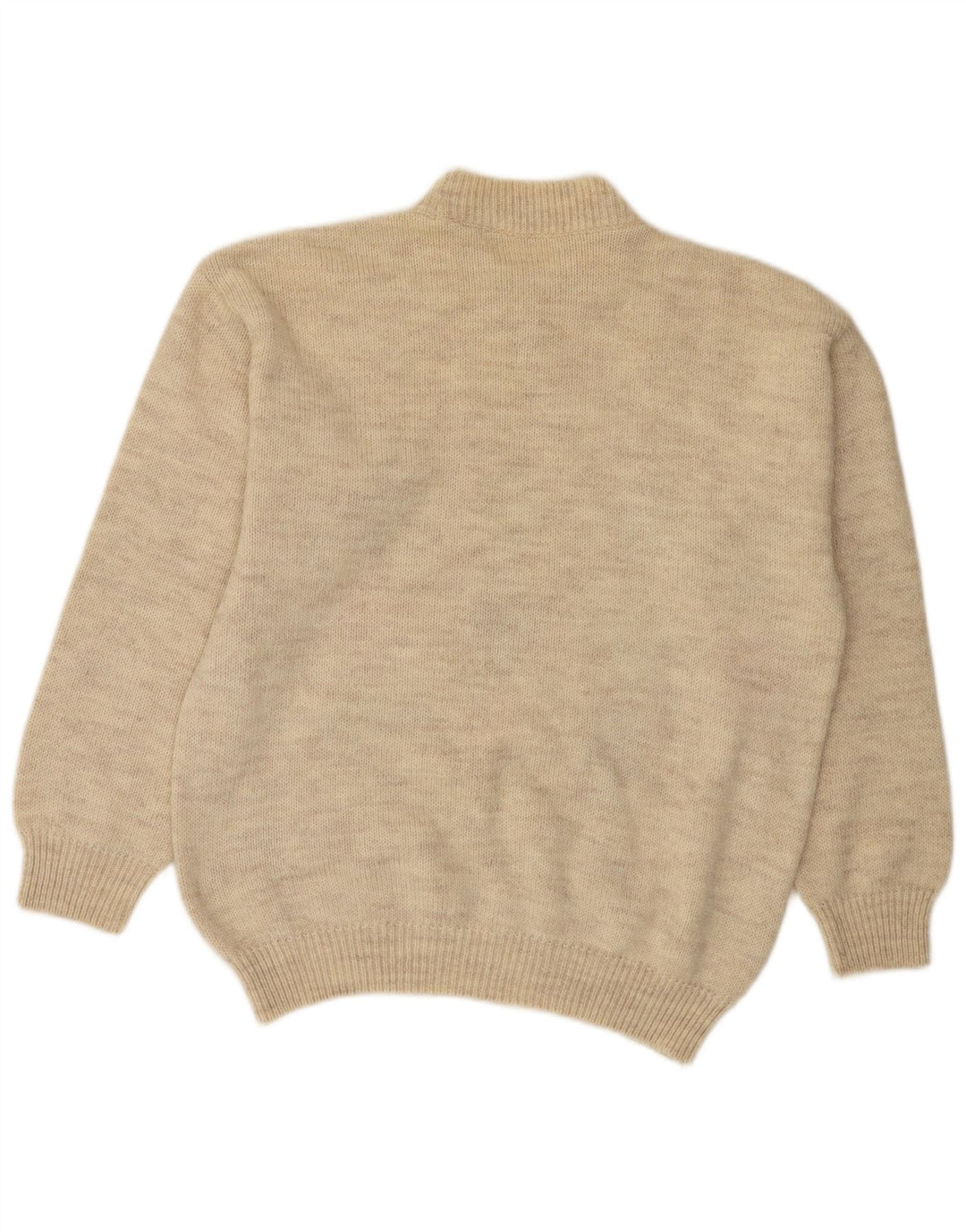 VINTAGE Jersey de cuello redondo para hombre Suéter medio beige Argyle/Diamante
