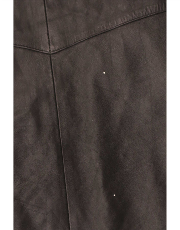 Chaleco de cuero vintage para hombre medio negro