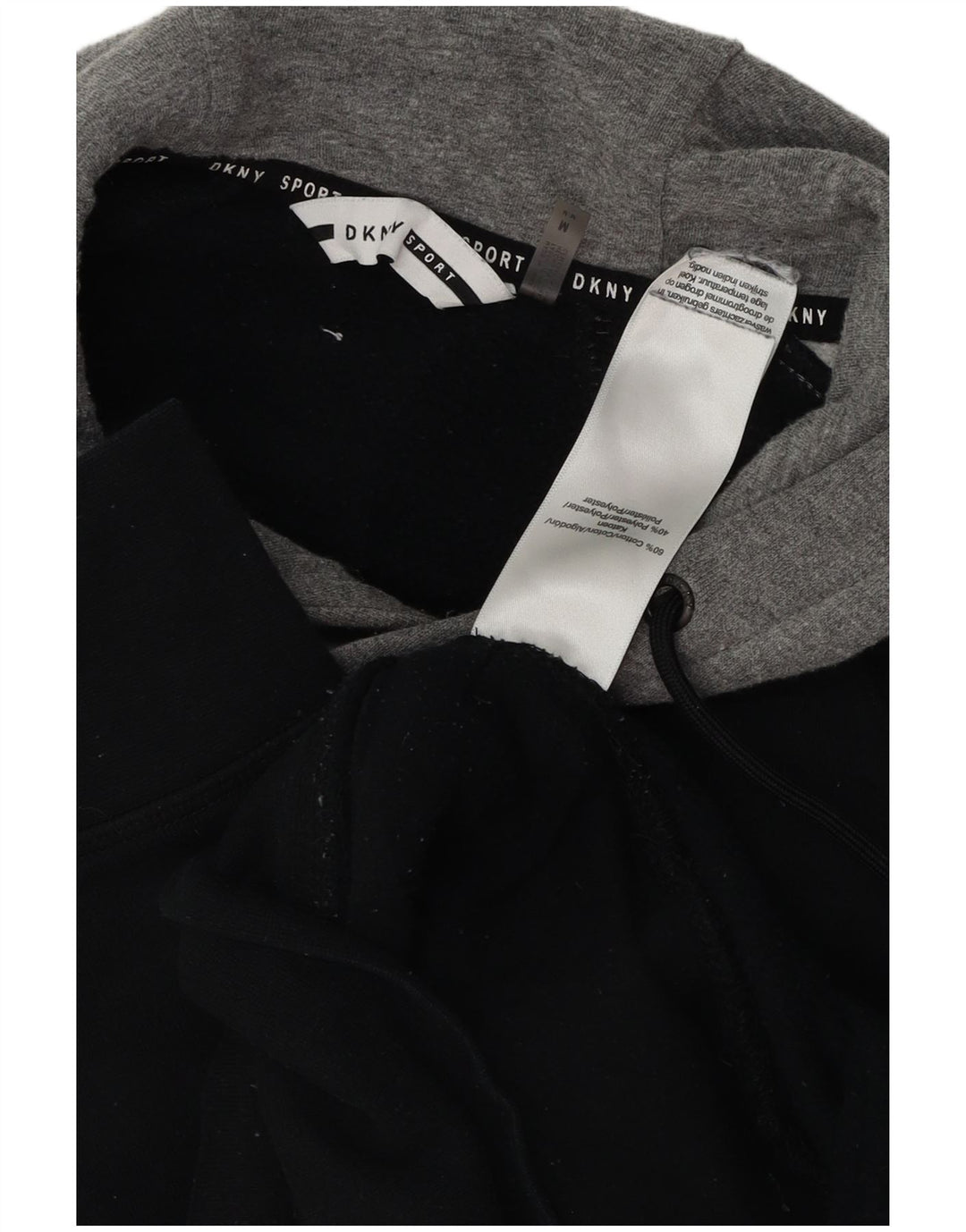DKNY Mens Hoodie Jumper Medium Black Colourblock Cotton