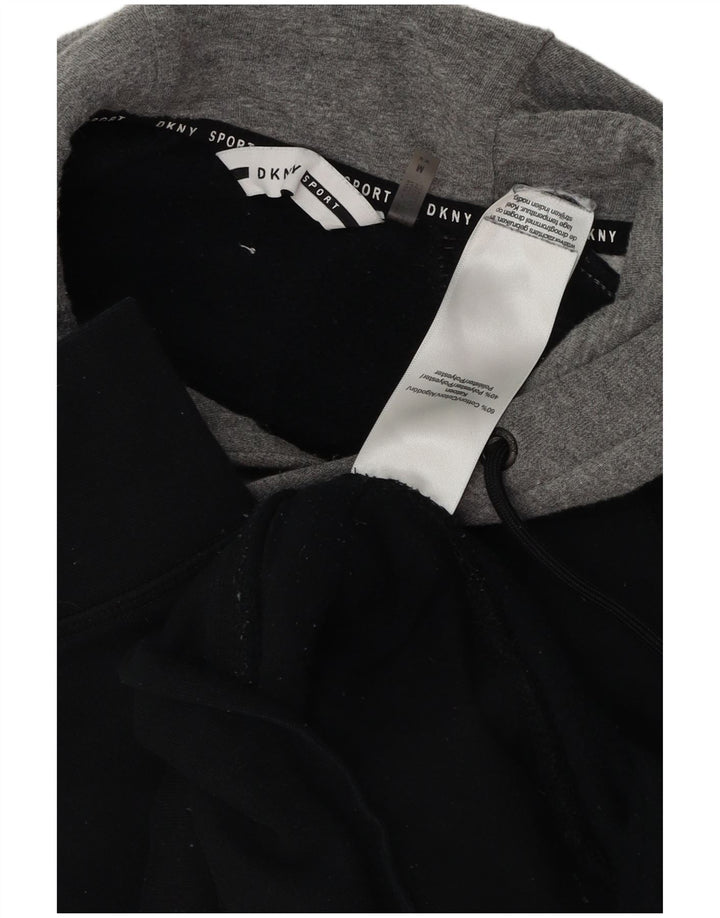 DKNY Mens Hoodie Jumper Medium Black Colourblock Cotton