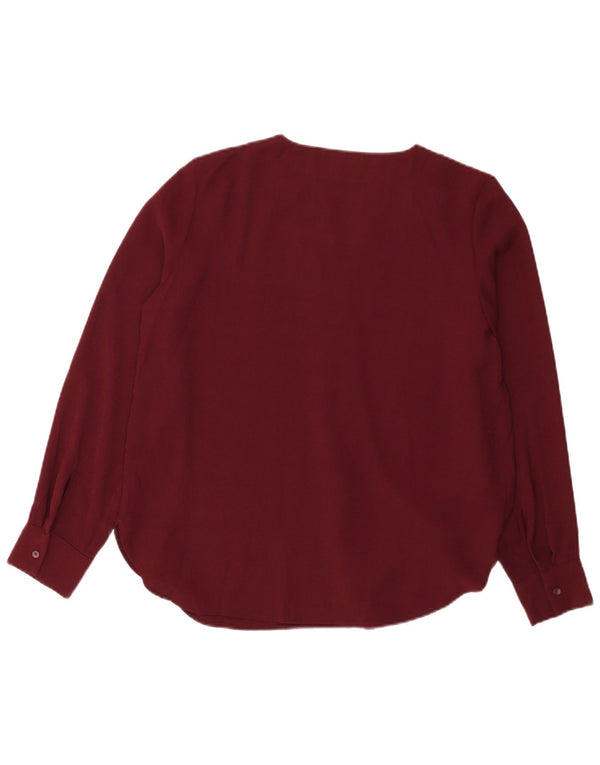 Marks & Spencer Blusa de manga larga para mujer UK 42 Medium Borgoña