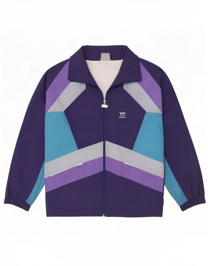 Leopard - Chaqueta de chándal para hombre, nailon color block, color morado medio