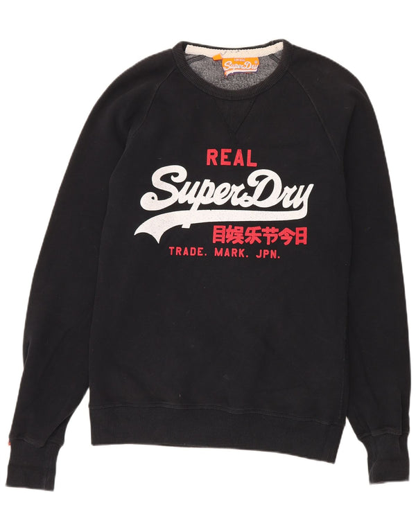 Superdry Hombre Sudadera Gráfica Jersey De Algodón Negro Mediano