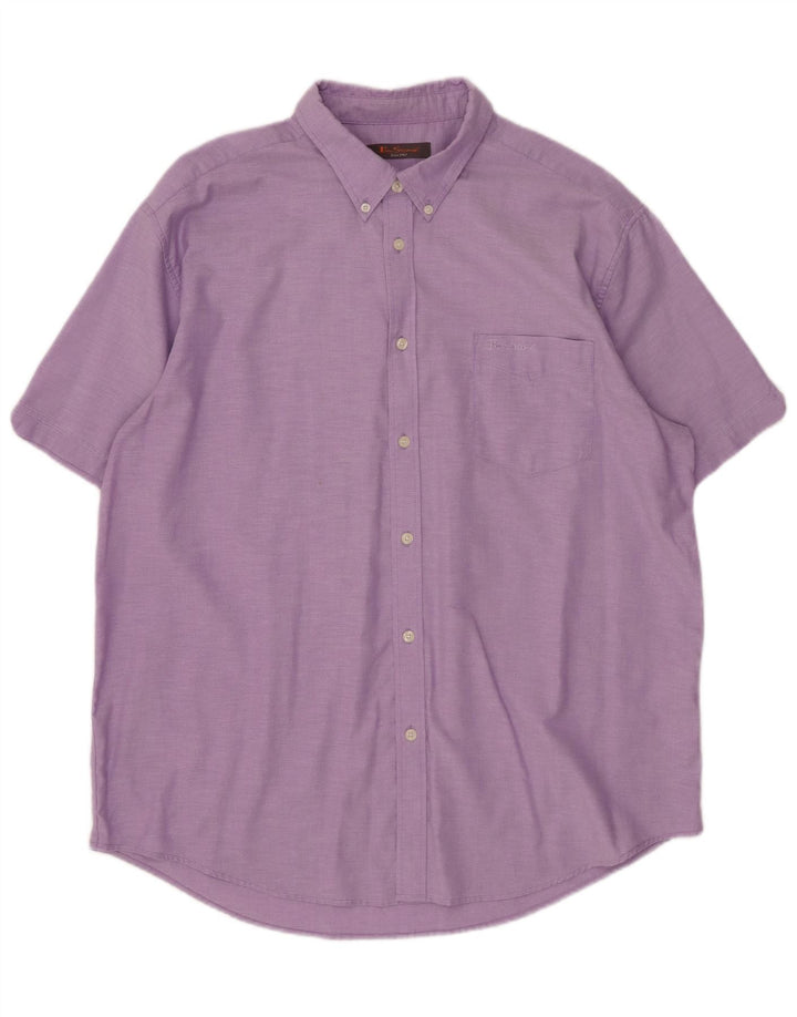 BEN SHERMAN Camisa Manga Corta Hombre 3XL Algodón Morado