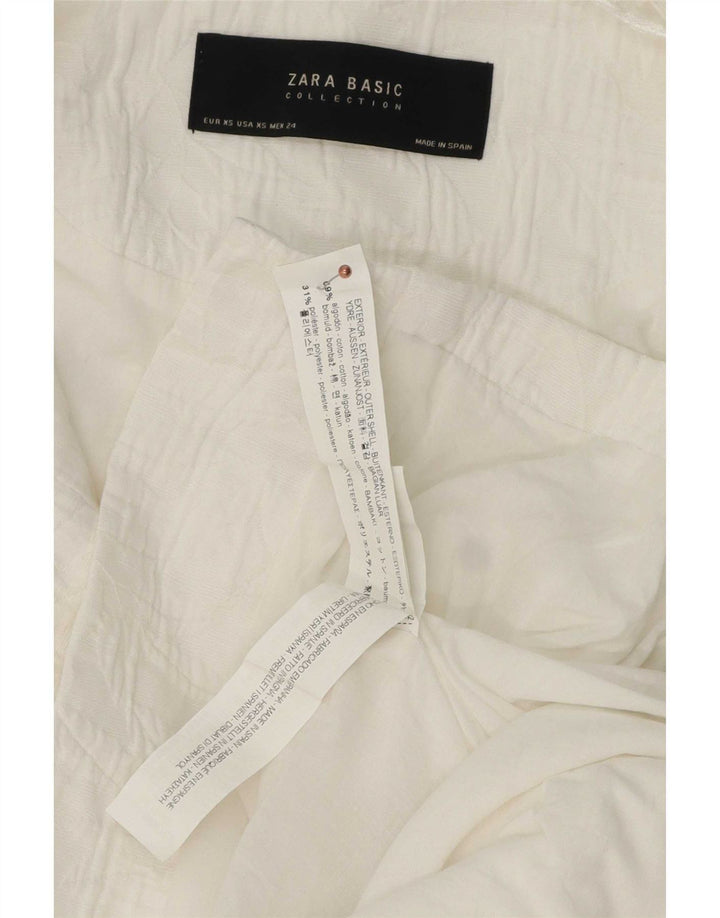 Zara Mujer Chaqueta Blazer Extragrande Larga UK 6 XS Algodón Blanco