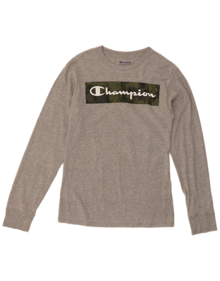 Champion Camiseta Gráfica De Manga Larga Para Hombre Gris Pequeño