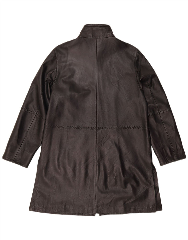 Vintage mujer cuero abrigo Reino Unido 12 cuero negro medio